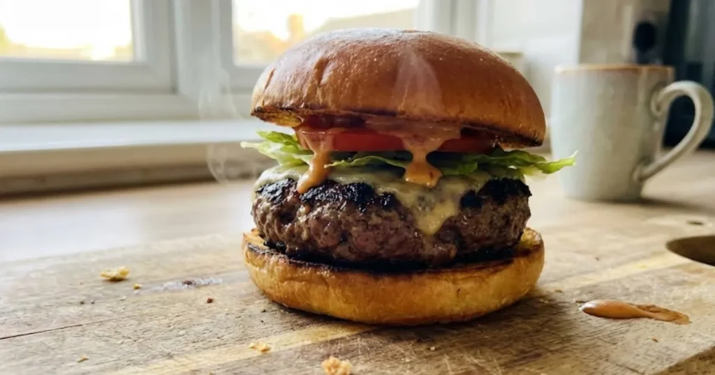 Bored of ketchup? This bbq grilled hamburger recipe pairs perfectly with crispy onions and sharp cheddar cheese. Discover the flavor combo.