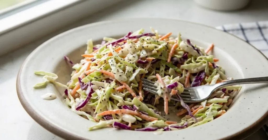 Need it fast? This coleslaw recipe easy version uses a bag mix hack to get salad on the table in 5 minutes. Discover the shortcut.