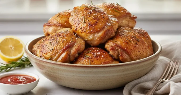 Watching carbs? This air fryer chicken thighs recipe uses high-fat skin and low-carb spices for the ultimate keto meal. Discover the flavor mix.