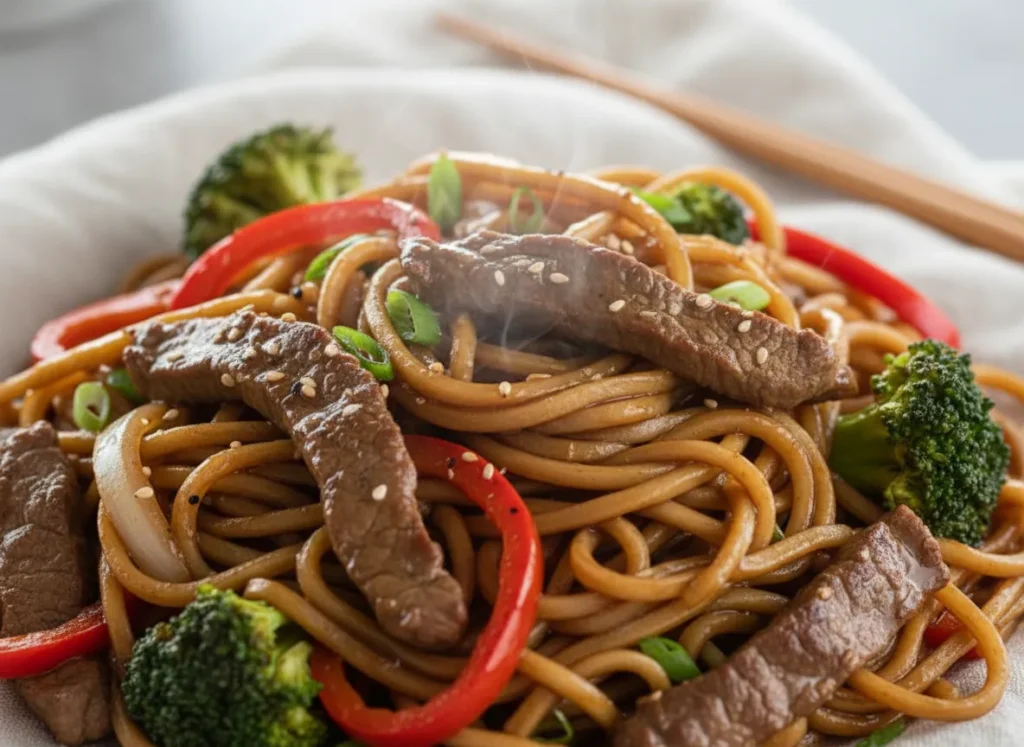 Need a sauce? This beef lo mein recipe features a homemade garlic soy sauce that brings the whole dish together effortlessly. Discover the flavor.