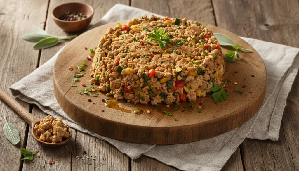 A vibrant skillet of healthy ground turkey cooked with vegetables, showcasing its juicy and moist texture.