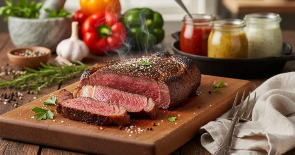Chewy meat? This sirloin tip steak recipe uses a slow braise to break down fibers for a fork-tender dinner. Learn the slow cooking method.