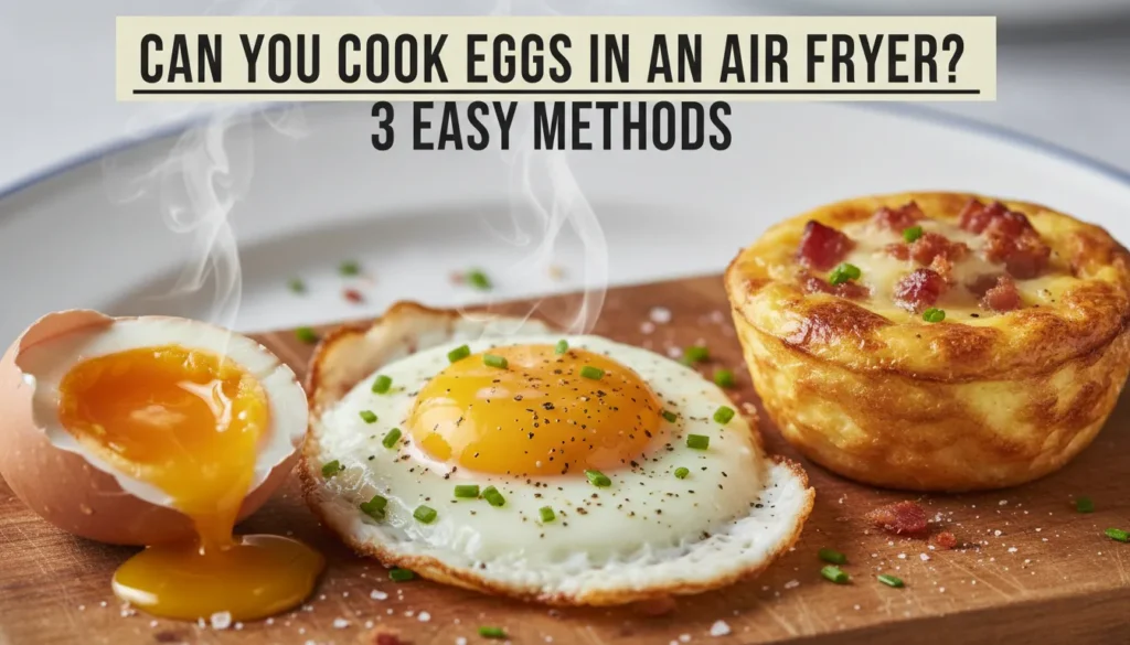 Close-up of a perfectly cooked air fryer hard-boiled egg sliced in half showing a jammy yellow yolk.