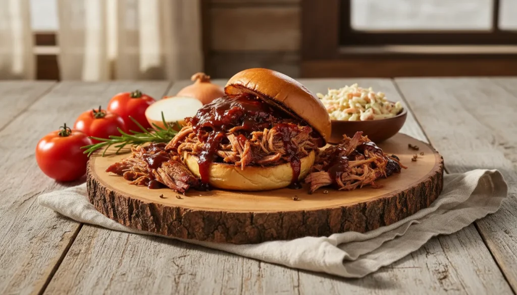 Smoked pulled pork shoulder on a platter, part of the best low and slow BBQ grill recipe guide.